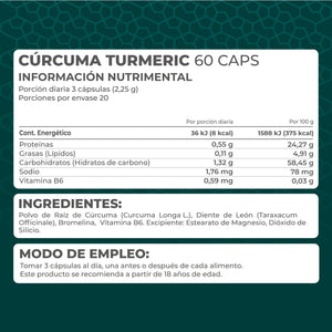 CURCUMA TURMERIC PRONAT FRASCO 60 CAPSULAS 1  PZA.