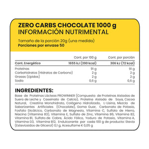 ZERO CARBS CHOCOLATE 1000 GRAMOS 1000  Gramos