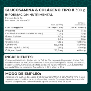 GLUCOSAMINA Y COLÁGENO TIPO 2 PRONAT BOLSA 300  GR.