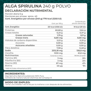 ALGA SPIRULINA PRONAT  BOLSA 240  GR.