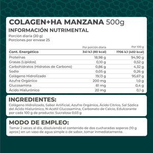 COLAGEN+HA SABOR MANZANA VERDE BOLSA 500  GR.