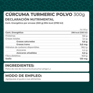 CÚRCUMA TURMERIC EN POLVO PRONAT BOLSA 300  GR.