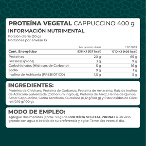 PROTEÍNA VEGETAL CAPPUCCINO PRONAT BOLSA 400  GR.