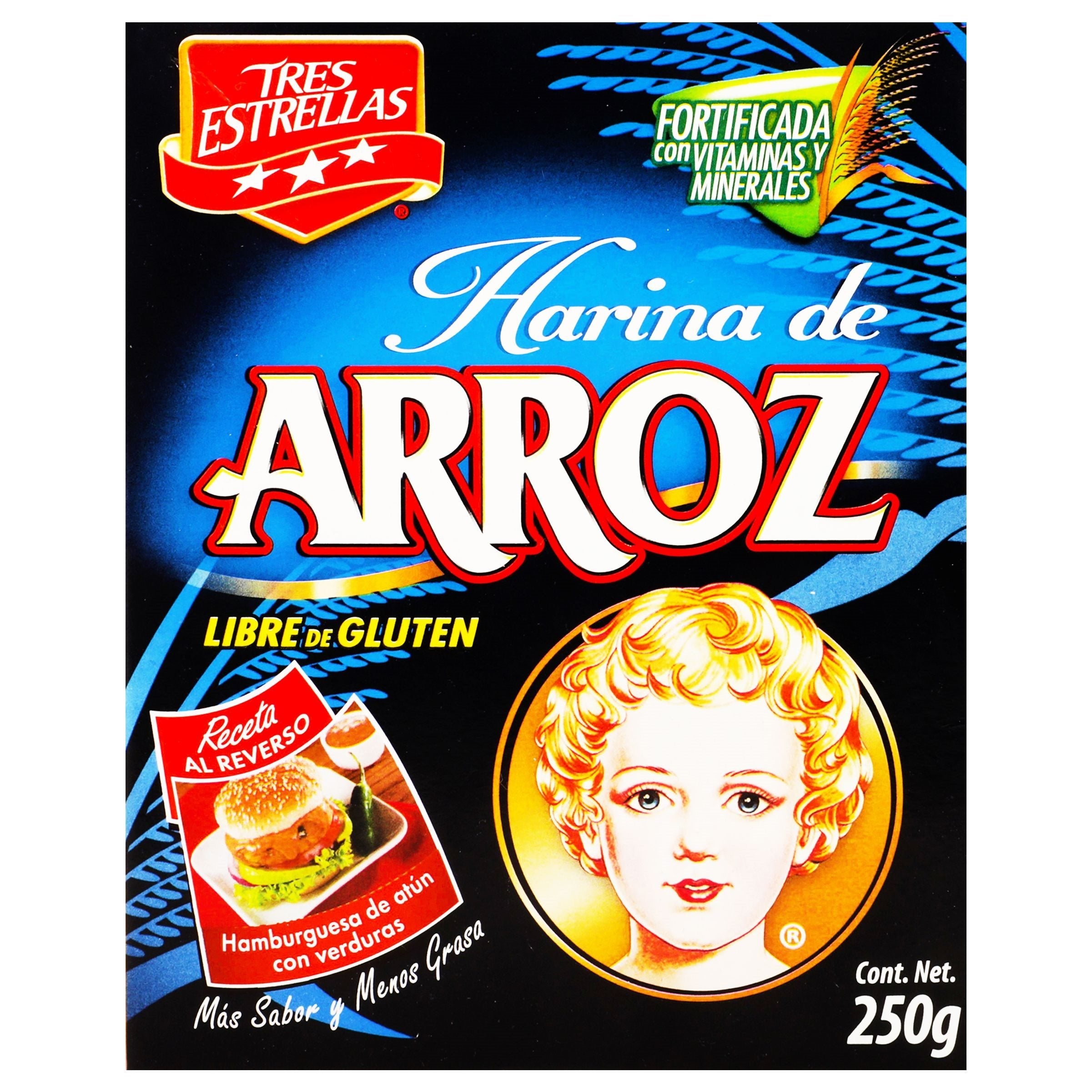 HARINA DE ARROZ TRES ESTRELLAS CAJA 250  GR.