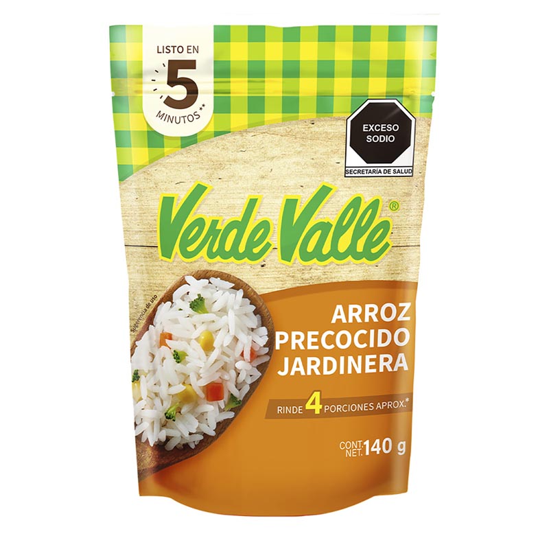 ARROZ PRECOCIDO A LA JARDINERA VERDE VALLE BOLSA 140  GR.