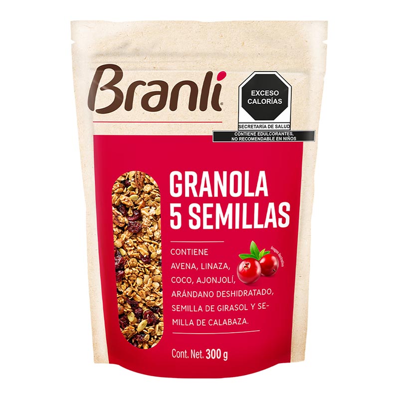 GRANOLA 5 SEMILLAS SIN AZUCAR BRANLI BOLSA 300  GR.