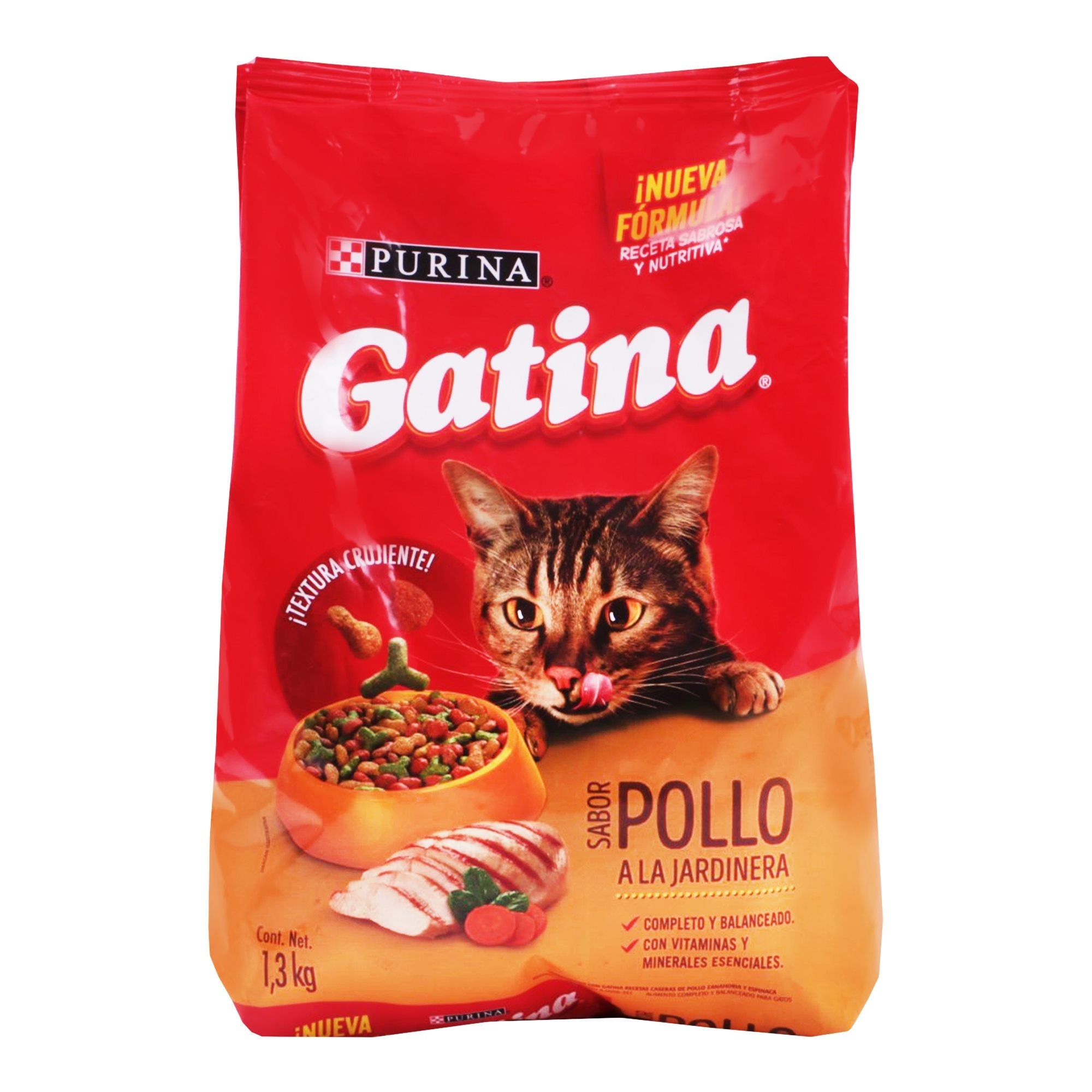 ALIMENTO PARA GATO GATINA  POLLO BOLSA 1.300  KG.