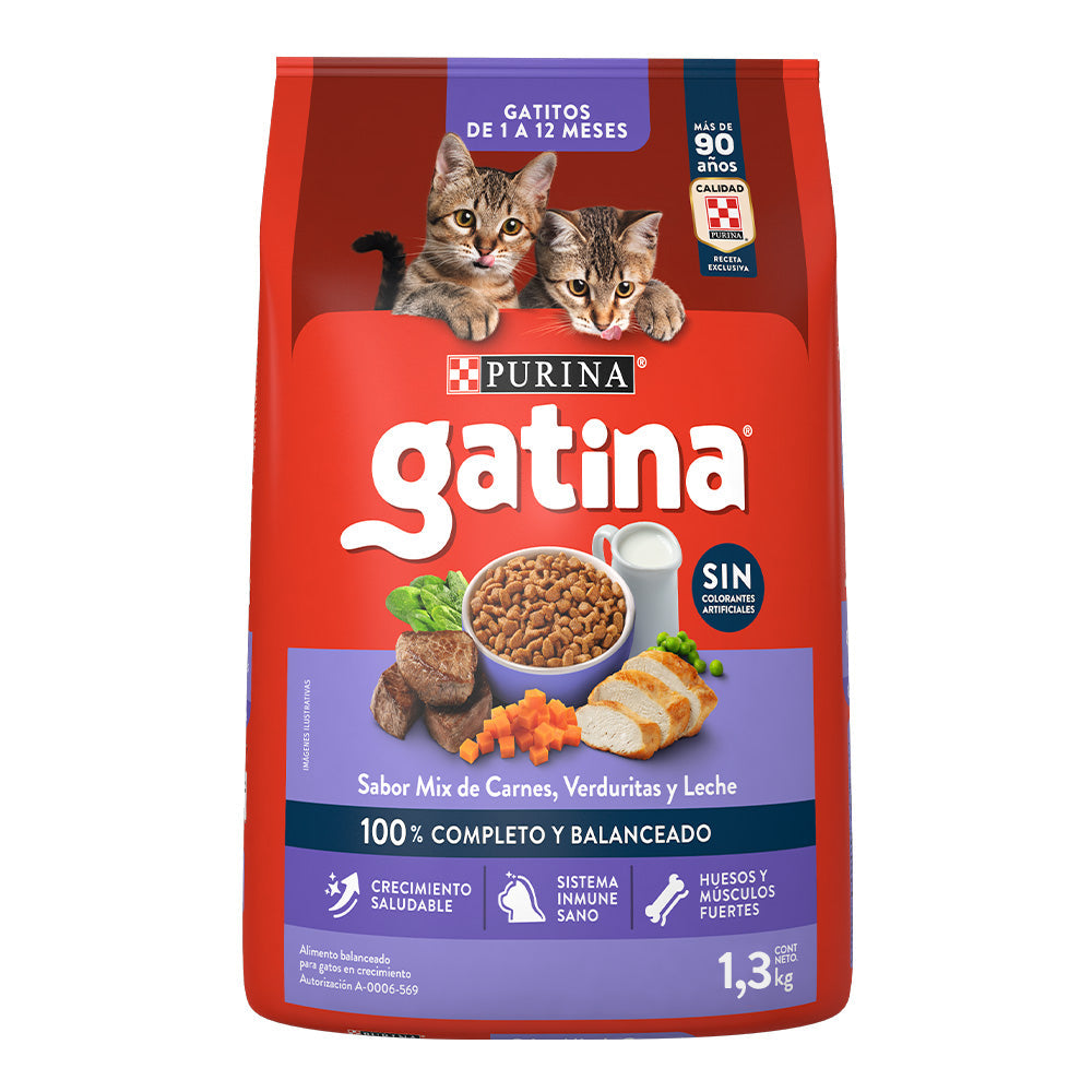 ALIMENTO PARA GATO GATINA MIX CARNE VERDURAS Y LECHE 1.300  KG.