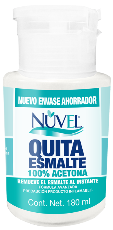 QUITA ESMALTE NUVEL 100% ACETONA 180  ML.