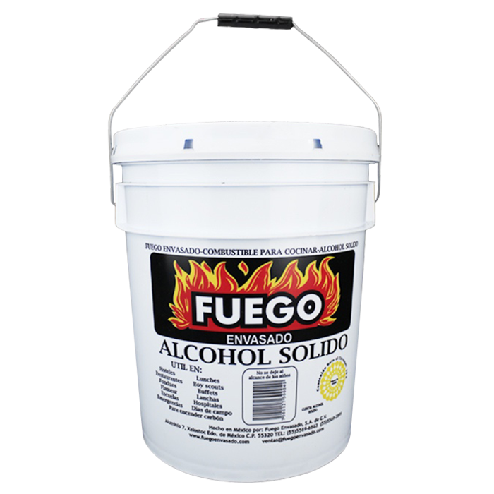 CUBETA ALCOHOL SOLIDO CON 5 LTS. FUEGO ENVASADO 5  LT.