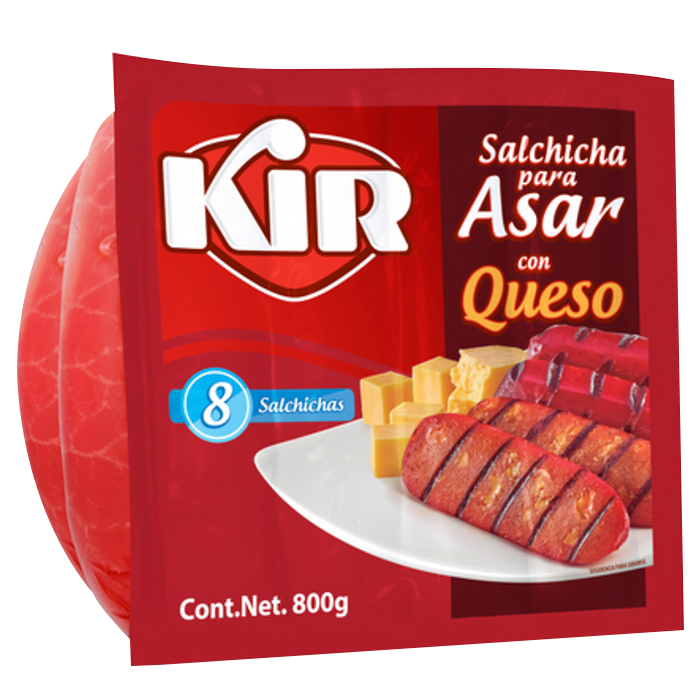 SALCHICHA PARA ASAR KIR SABOR QUESO 800  GR.