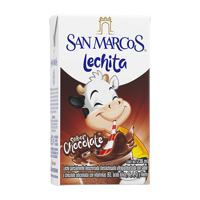 LECHE PARCIALMENTE DESCREMADA DESLACTOSADA ULTRAPASTEURIZADA CON SABOR CHOCOLATE SAN MARCOS 236  GR.