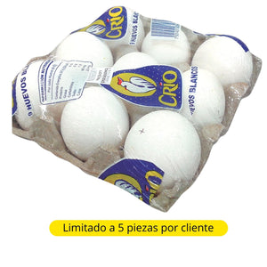 HUEVO BLANCO CHAROLA 9 PIEZAS CRIO 9  PZA.