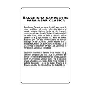 SALCHICHA PARA ASAR PARMA CAMPESTRE 800  GR.