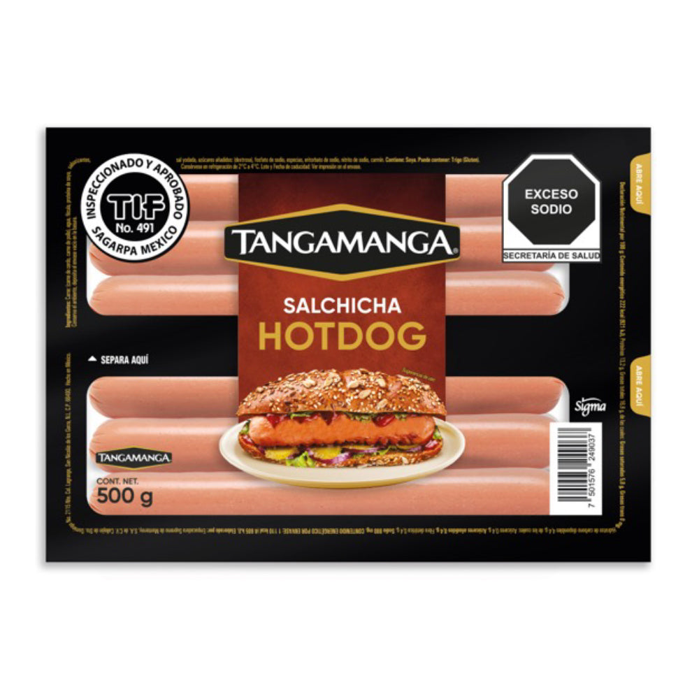 SALCHICHA PARA HOT DOG TANGAMANGA 500  GR.