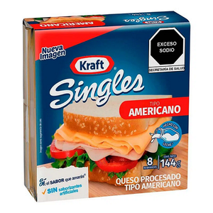 QUESO FUNDIDO AMERICANO SINGLES KRAFT 144  GR.