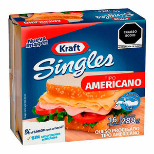 QUESO FUNDIDO AMERICANO SINGLES KRAFT 288  GR.