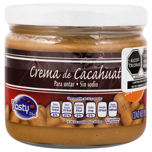 CREMA DE CACAHUATE SIN AZÚCAR TASTY FRASCO 310  GR.