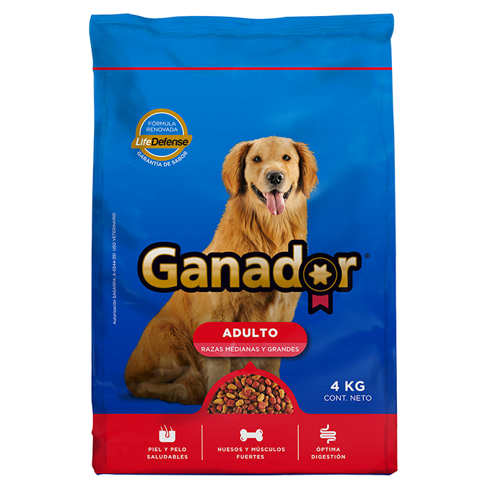 ALIMENTO PARA PERRO GANADOR ORIGINAL 21% PROTEINA BOLSA 4  KG.