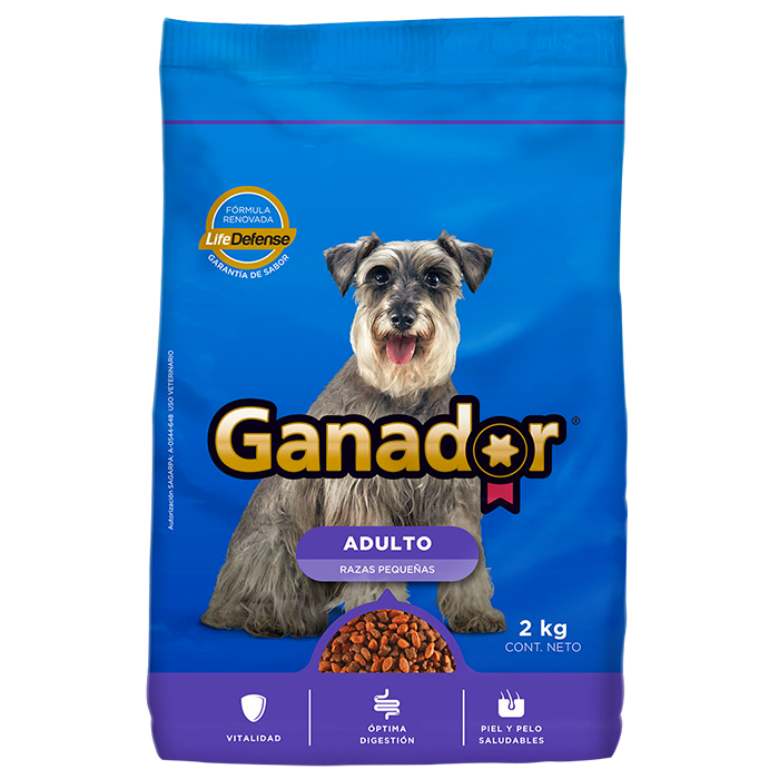 ALIMENTO PARA PERRO GANADOR RAZAS PEQUEÑAS 23% PROTEINA BOLSA 2  KG.