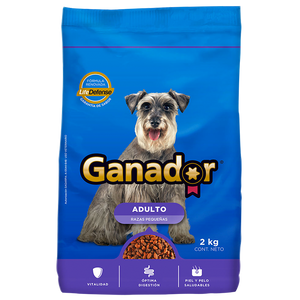 ALIMENTO PARA PERRO GANADOR RAZAS PEQUEÑAS 23% PROTEINA BOLSA 2  KG.