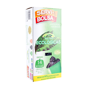 BOLSA PARA BASURA  SERVI-BOLSA ECOLOGICA GRANDE 62X80 14  PZA.