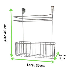 PORTAROLLOS DE COCINA COLGANTE CON ORGANIZADOR DE ESPECIAS 1  PZA.