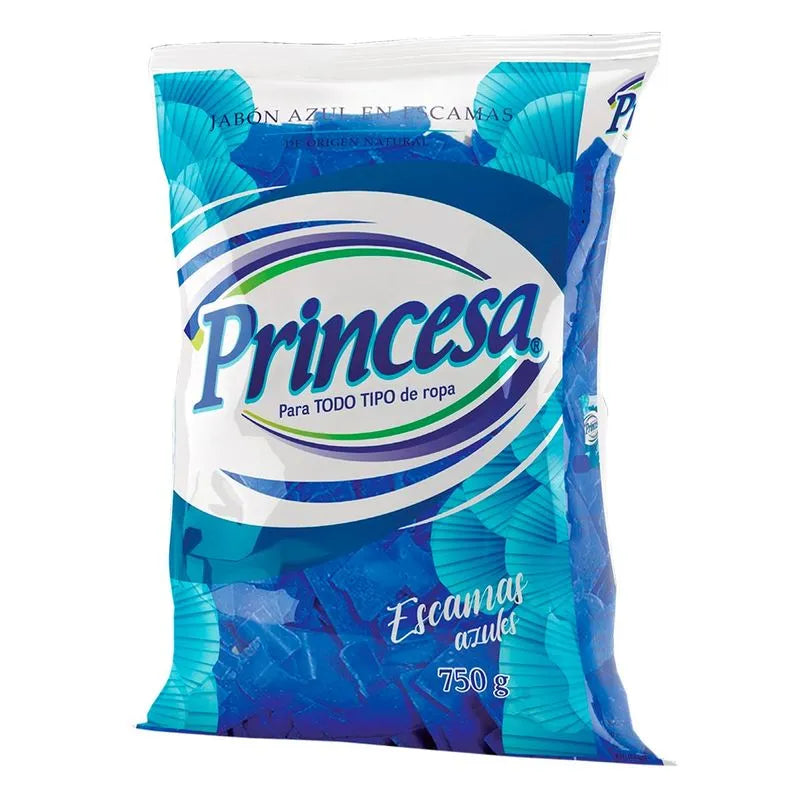 JABON DE LAVANDERIA EN ESCAMAS AZUL  PRINCESA 750  GR.