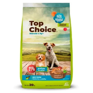 THE TOP CHOICE ALIMENTO PARA PERRO RAZAS PEQUEÑAS CACHORROS Y ADULTOS 21% PROTEÍNA 20 kg 20  KG.