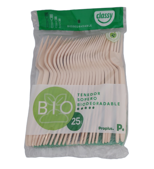 TENEDOR CLASSY SOPERO BIODEGRADABLE 25 PZAS 1  PAQ.