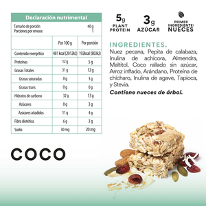 BARRA PROTEÍNA COCO BIO B CAJA 480  GR.