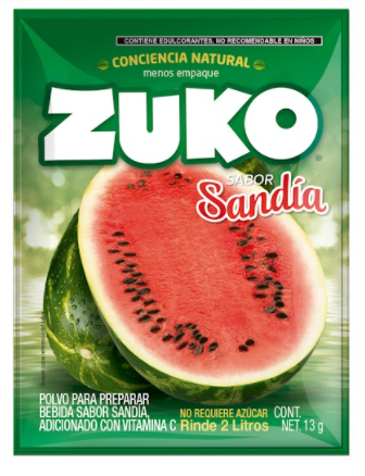 BEBIDA EN POLVO ZUKO SANDIA 13  GR.