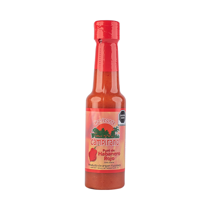 PURE DE HABANERO ROJO HORIZONTE CAMPIRANO BOTELLA 148  ML.