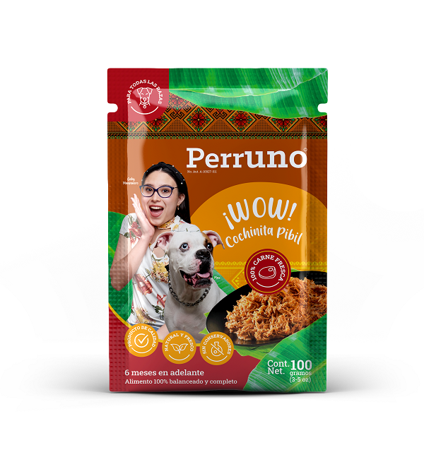 ALIMENTO HUMEDO PARA PERRO SABOR COHINITA PIBIL PERRUNO POUCH 100  GR.