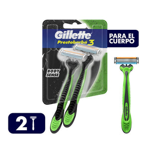 GILLETTE PRESTOBARBA 3 MAQUINA PARA AFEITAR BODY SENSE 2  PZA.