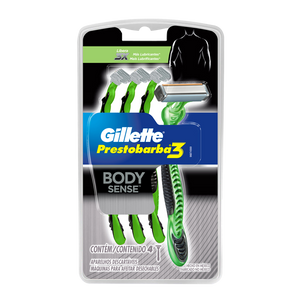 MAQUINA PARA AFEITAR GILLETTE PRESTOBARBA 3 BODY SENSE PACK 4  PZA.