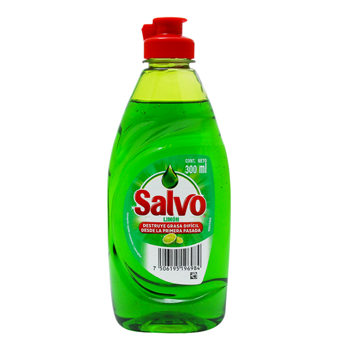 DETERGENTE LIQUIDO LAVATRASTES SALVO LIMON 300  ML.