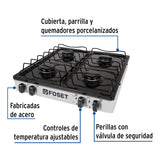 PARRILLA GAS 4 QUEMADORES FOSET PAGA-4B 1  PZA.