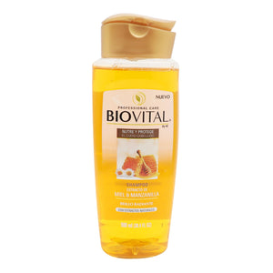 SHAMPOO BIOVITAL EXTRACTO DE MIEL & MANZANILLA BRILLO RADIANTE 900  ML.