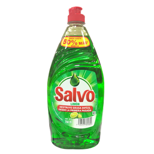 DETERGENTE LIQUIDO LAVATRASTES SALVO LIMON 750  ML.