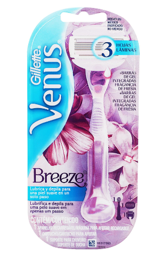 GILLETTE VENUS BREEZE MAQUINA PARA AFEITAR 2 EN 1 RECARGABLE 3 HOJAS 1  PZA.