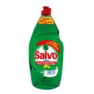 DETERGENTE LÍQUIDO LAVATRASTES SALVO LIMÓN 900  ML.