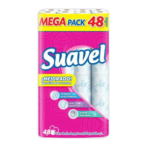 PAPEL HIGIENICO SUAVEL 200 HOJAS DOBLES 48  ROLLO