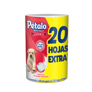 TOALLA DE PAPEL PARA COCINA PETALO JUMBO 230 HD + 20 HOJAS 1  PZA.