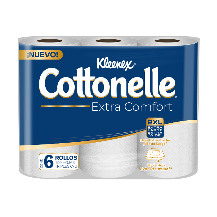 PAPEL HIGIENICO KLEENEX COTONELLE EXTRA COMFORT 150 HT 6  ROLLO