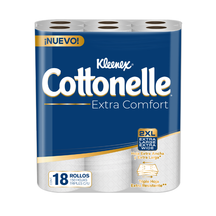 PAPEL HIGIENICO KLEENEX COTONELLE EXTRA COMFORT 150 HT 18  ROLLO