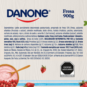 YOGHURT BATIDO DANONE CON FRESA 900  GR.