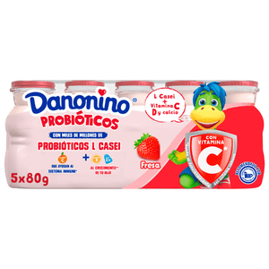 DANONINO FRESA PROBIÓTICOS FIVE PACK 400  ML.