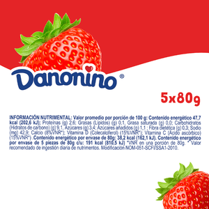 DANONINO FRESA PROBIÓTICOS FIVE PACK 400  ML.