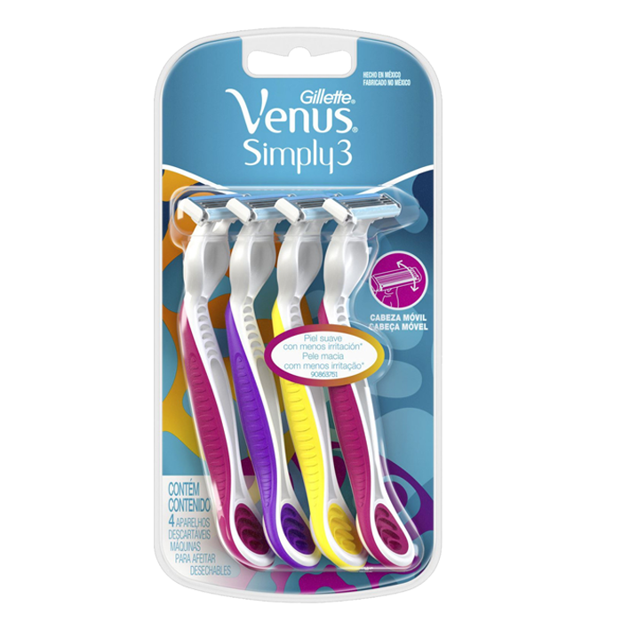 MAQUINA PARA AFEITAR GILLETTE VENUS 3 SIMPLY PACK 4  PZA.